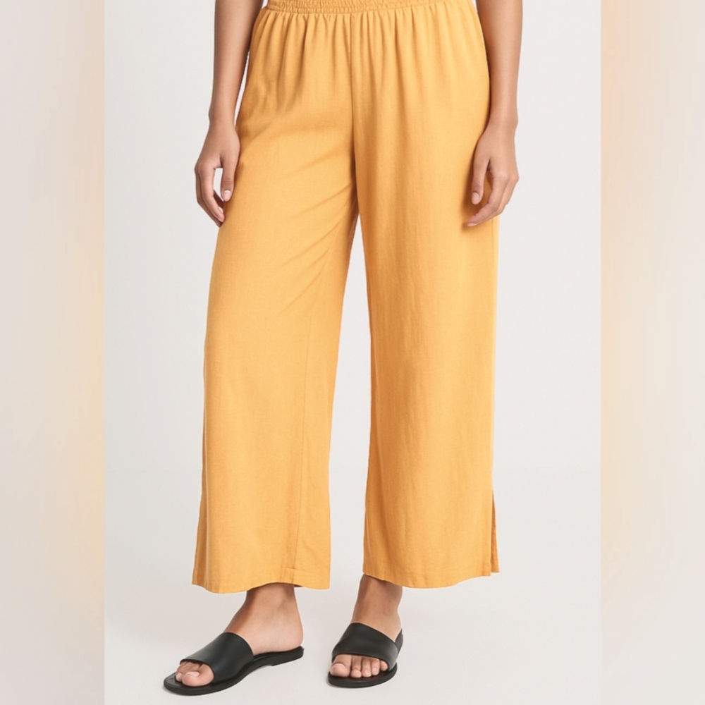 Ban.Jara Marigold Linen Blend Wide Leg Twist Front Pants - Size M